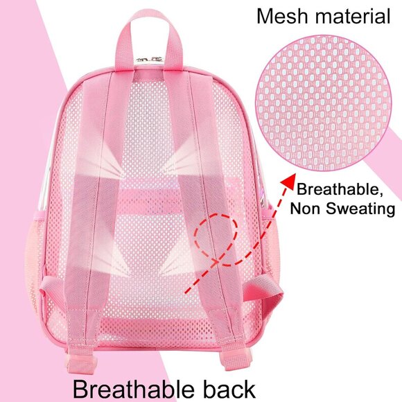 New Beautiful Pink Clear Small Backpack for Girls, Women's (12x12x6) - Picture 3 of 9